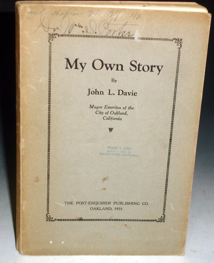 Item #026674 My Own Story (inscribed to Dr. William S. Porter) with Notes on His Proposed Stadium. John L. Davie.