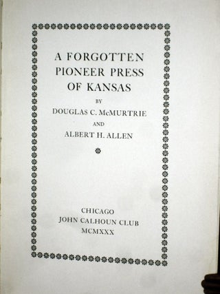 A Forgotten Pioneer Press of Kansas
