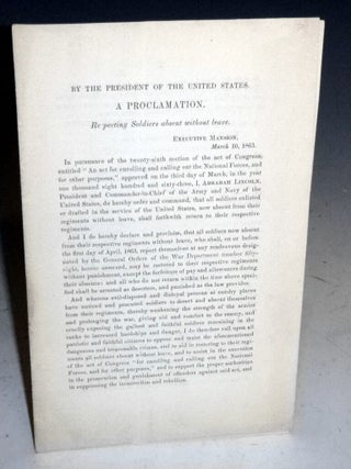 Item #027103 By the President of the United States, A Proclamation. Respecting Soldiers Absent...