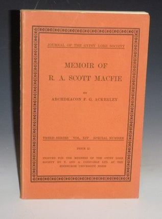 Item #027172 Memoir of R.A. Scott Macfied (Journal of the Gypsy Lore Society, Third Series, Vol....