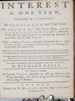 Item #027226 Interest at One View; Calculated to a Farthing..to Which is Added a Concise Table,...
