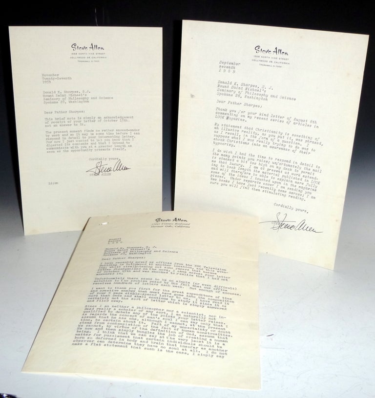 Item #027324 A Collection of Letters Father Donald K. Sharpes, Mount Saint Nichols, Spokane (1959-1960). Steve Allen.