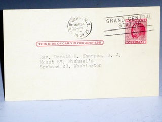 Postcard Reply to Father Donald K. Sharpes, March 24, 1958