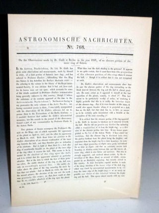 Item #027329 "On the Observations Made By Dr. Galle at Berlin in the Year 1838, of an Obscure...