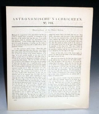 Item #027330 "Observations of the Planet Saturn" in Astronomische Nachrichten, No. 793 [November...