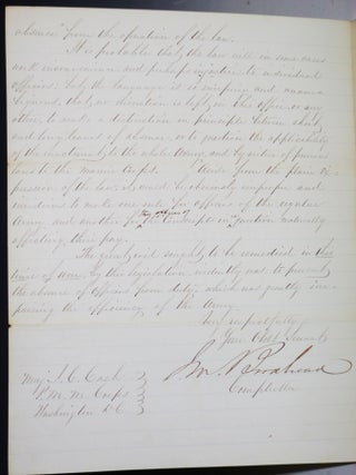 Letter By [John M.] J.M. Broadhead to Major J.C. Cash, P.M.M. Corps, Washington, D.C., 1863