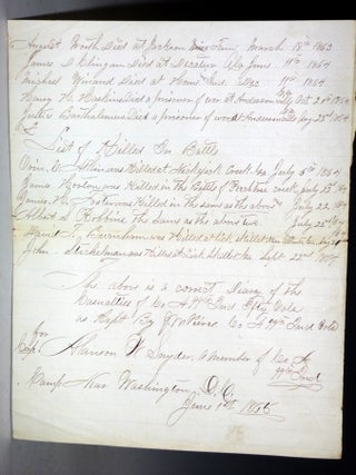 2 Page, Document Signed, Civil War, 99th Indiana Infantry, Final Report of Casualties