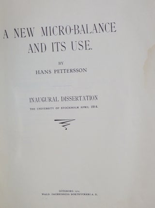 A New Micro-Balance and Its Use (inscribed to Sir Edward Thorpe)