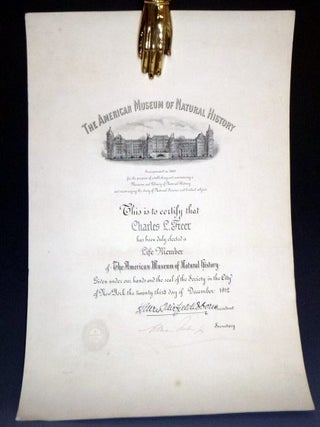 Item #027795 Charles L. Freer: His Life Membership in the American Museum of Natural History