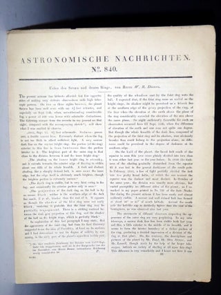 Item #027979 Uber Den Saturn Und Dessen Ringe (Astronomische Nachrichten, No. 840). William...