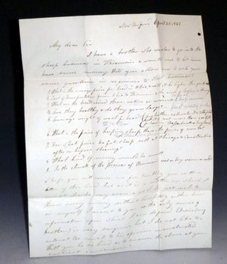 Item #027989 2 page autographed Bifolium to James R. Williams, April 20, 1842. Dr. Lyman Bartlett
