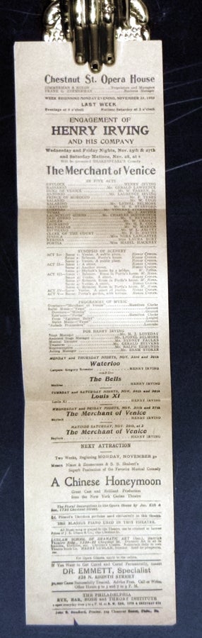 Item #028119 Advertisement of Henry Irving at the Chesnut Street Opera House, November 23, 1903