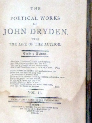 The Poetical Works of John Dryden (3 Volume set)