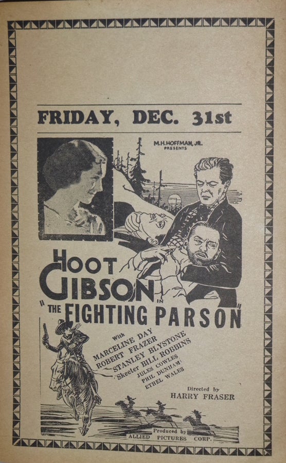 Item #028135 Theatre Advertising Handout: Hoot Gibson: The Fighting Parson (1933)