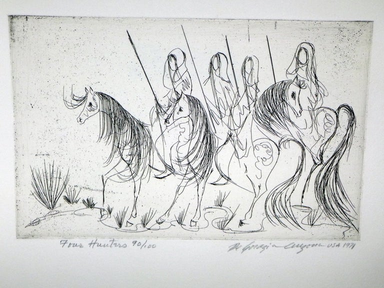 Item #028162 De Grazia: The Irreverent Angel (#90 of 100 copies) with Original Signed Sketch of the Four Hunters, Signed By De Grazia. William Reed, Ted De Grazia.