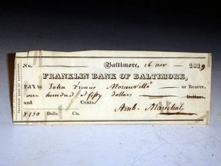 Item #028193 Check, November 16, 1819, Signed By Ambrose Marechal to John Francis Moranville....