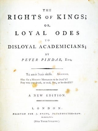 A Compliamentary Epistle of James Bruce, Esq., the Abyssinian Traveller Bound with The Rights of Kings; Odes to Mr. Paine and The Remonstrance