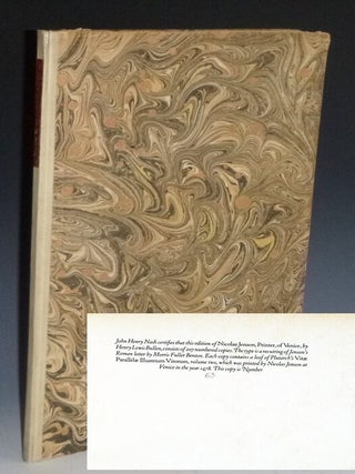 Item #028401 Nicolas Jenson, printer of Venice, his famous type designs and some comment upon the...