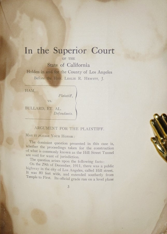 Item #028574 Argument in the Hill Street Tunnel Cases (In the Superior Court of the State of California Holden in and for the County of Los Angeles Before the Hon. Leslie R. Hewitt. D. M. Delmas, Delphim Michael.