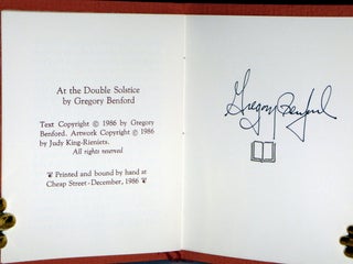 Item #028596 At the Double Solstice (signed by the author). Gregory Benford