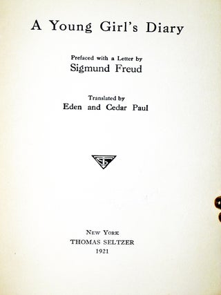 A Young Girl's Diary, prefaced with a Letter from Sigmund Freud
