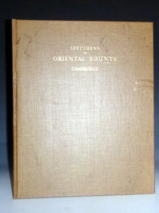 Item #028839 Oriental Founts Available for Book Composition at the University Press Cambridge...
