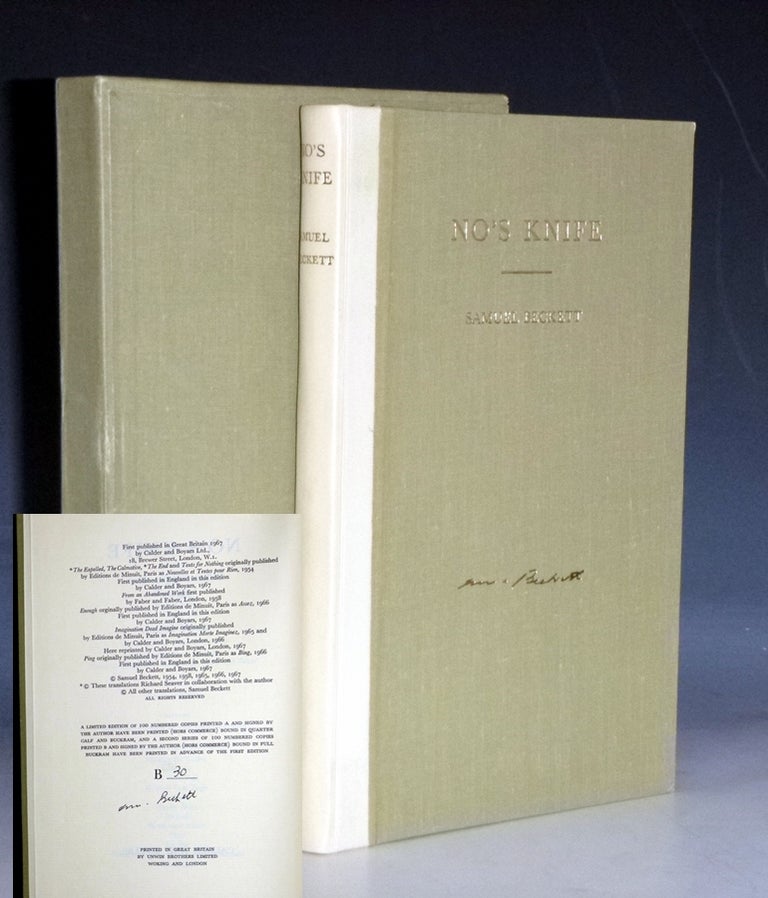 Item #028871 No's Knife: Collected Shorter Prose, 1945-1966. Samuel Beckett, Limited edition signed.
