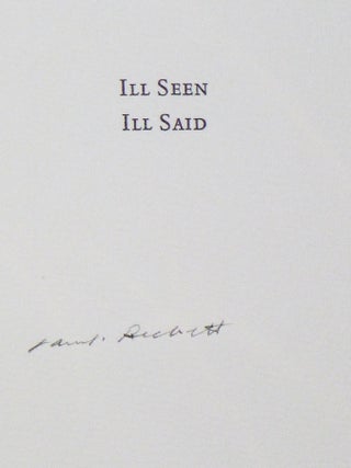Ill Seen, Ill Said (signed By the Author on the Half-Title page)