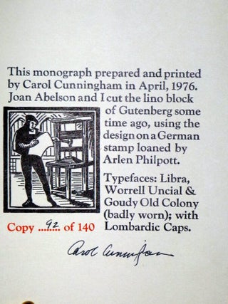 Gutenberg (Limited and Signed by the Author to 140 copies)