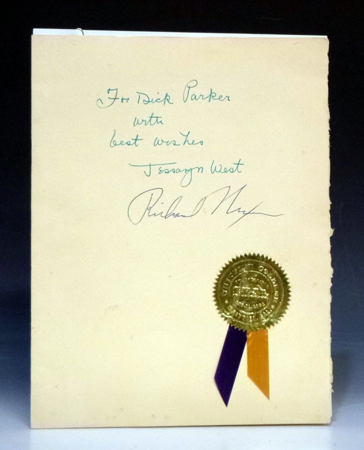 Item #028915 Dr. Paul S. Smith Testimonial Dinner, March 1962, Signed By Richard Nixon and Jessamyn West