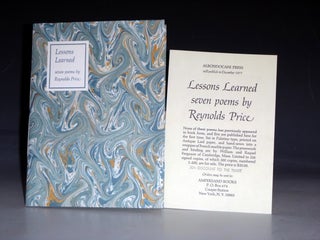 Item #028944 Lessons Learned (signed by the Author, limited to 200 copies). Reynolds Price
