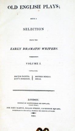 Old English Plays: Being a Selection of the Early Dramatic Writers (6 Volume set)