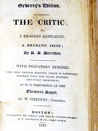 Oxberry Edition: The Critic; The Lying Valet; Love in a Village; She Stoops to Conquer and Wild Oats (5 works bound in one volume)