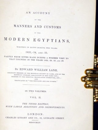 An Account of the Manners and Customs of the Modern Egyptians : written in Egypt During the Years 1833-1835