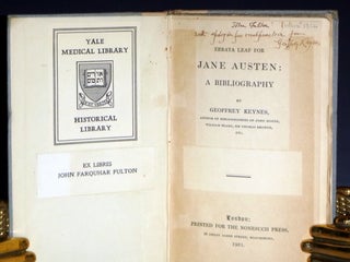 Jane Austen; A Bibliography (Inscribed Twice by the Author to His Friend, John Fulton)