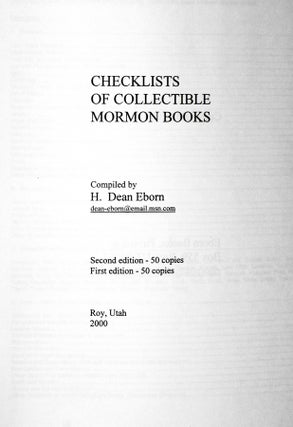 Checklist of Collectible Mormon Books