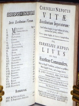 Cornelii Neotis Vitae Excellentium Imperatorum: Cum Versione Angelica...notis Quoque Anglicici, & Indice =or, Cornelius Nepos's Lives of the Excellent Commanders (translated By John Clarke)