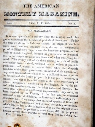 Item #029224 The American Monthly Magazine (Vol. 1, No. 1). James M'Henry