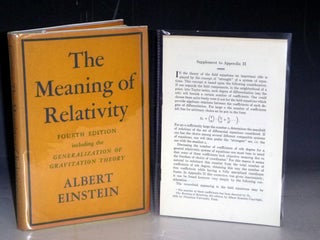 Item #029997 The Meaning of Relativity ; Including the Generalization of Gravitational Theory,...