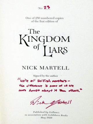 The Kingdom of Liars (signed, limited #23 of 250 copies)