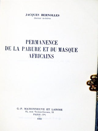 Permanence De La Parure et Du Masque Africains