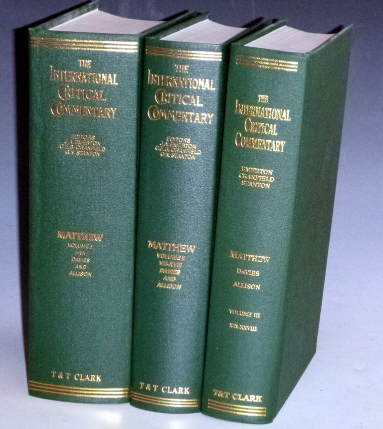Item #031486 A Critical and Exegetical Commentary on the Gospel According to Saint Matthew (3 Volume set). W. D. And Dale C. Allison Davies.