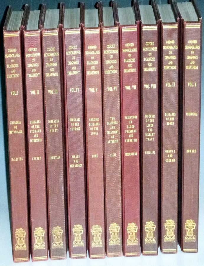 Item #031553 Oxford Monographs on Diagnosis and Treatment, 10 Volume Set. Henry A. Christian.