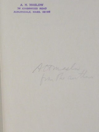Personal and Organizational Change through Group Methods: The Laboratory Approach (A.H. Maslow's Copy and Signed by him)