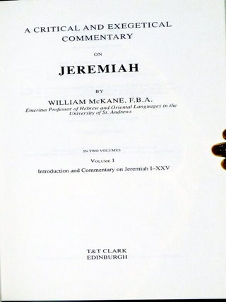 A Critical and Exegetical Commentary on Jeremiah (2 Volume Set)