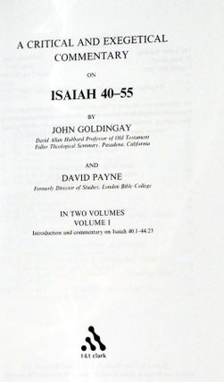 A Critical and Exegetical Commentary on Isaiah 40-55 ( 2 Volume set)