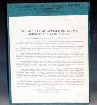Item #031648 The Society of Applied Detective Science and Criminology. Frank Dalton O'Sullivan