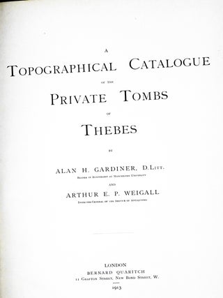 A Topographical Catalogue of the Private Tombes of Thebes