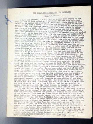 Item #032029 The Great White Lodge and Its Initiates. Manly Palmer Hall