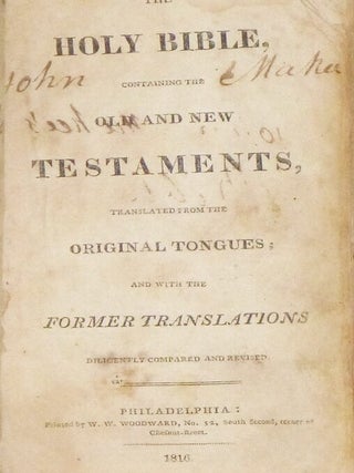 The Holy Bible, Volume I Only. (Bertha McKee's Copy, Wife of J. Frank Dobie